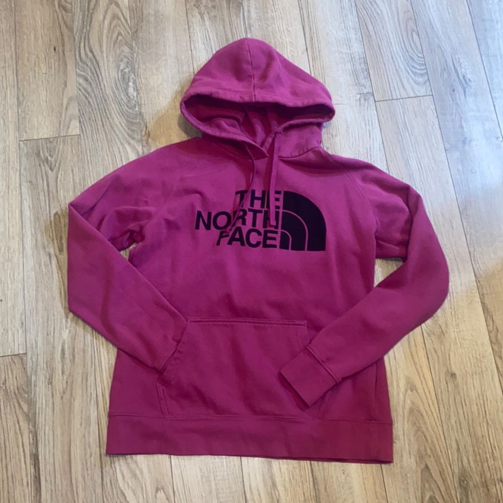 The North Face dark pink logo hoodie
